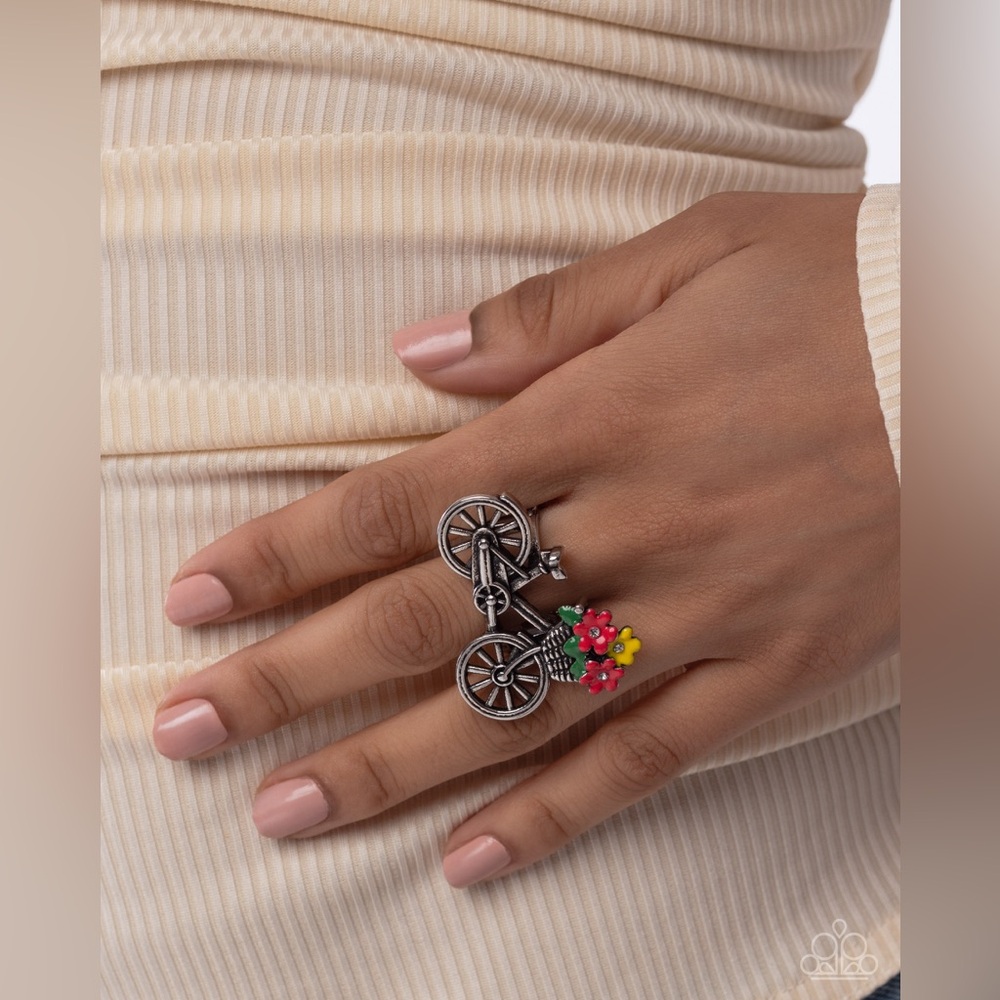 Bicycle Ring with Floral Accents